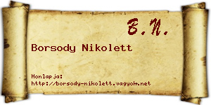 Borsody Nikolett névjegykártya